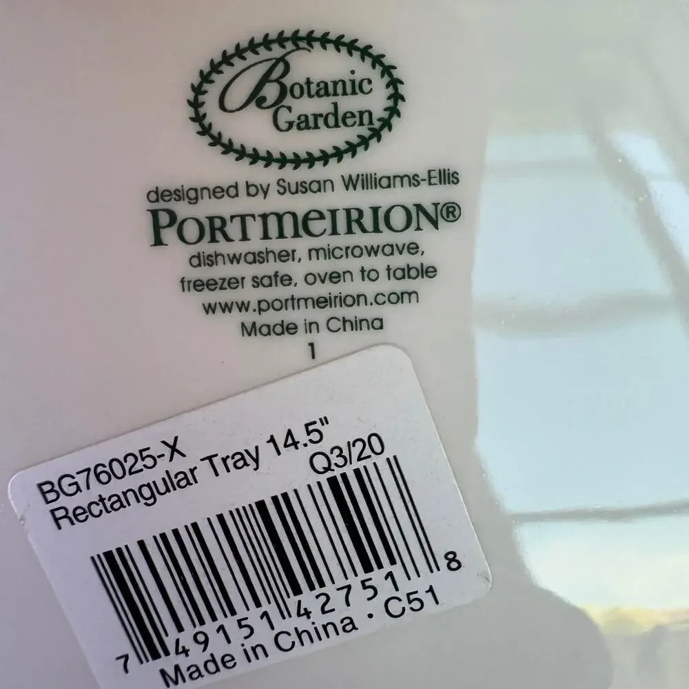 Portmeirion Botanic Garden Rectangular Serving Tray 14” Dish NOS Never Used